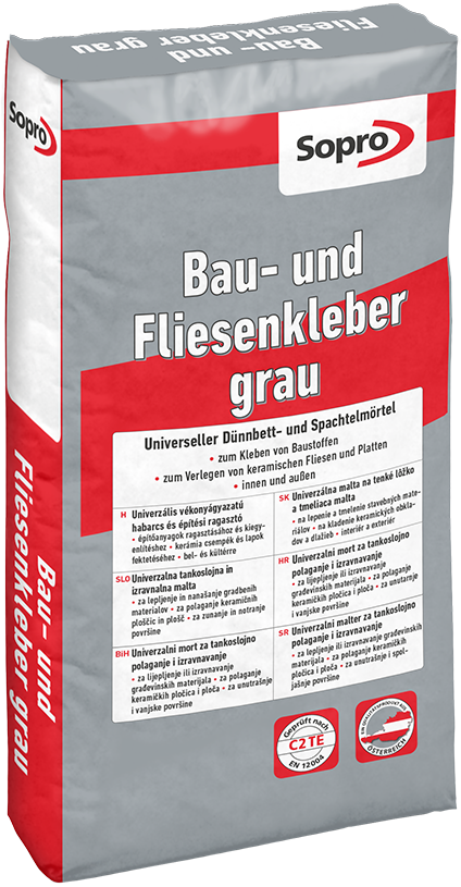 Bau- und Fliesenkleber grau - Dünnbettmörtel C1T